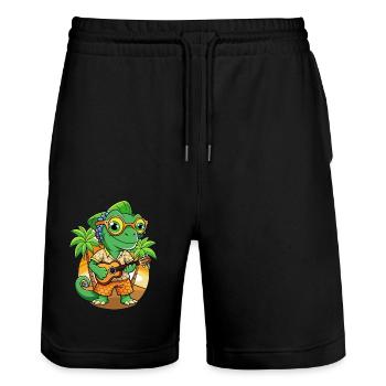 Lustige Chamäleon Cartoon Sommer Strand Sonnenbrille - Stanley/Stella Unisex Bio Joggingshorts Trainer  - Schwarz - Vorne - Nik (191cm) & Marisol (170cm)
