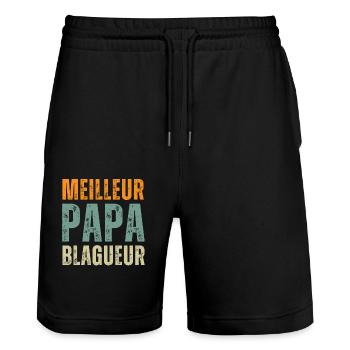 Bester Joker-Vater - Stanley/Stella Unisex Bio Joggingshorts Trainer  - Schwarz - Vorne - Nik (191cm) & Marisol (170cm)