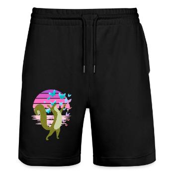 Écureuil Écureuil Papillons Printemps - Short de jogging bio TRAINER Stanley/Stella unisexe - noir - Devant - Nik (191cm) & Marisol (170cm)