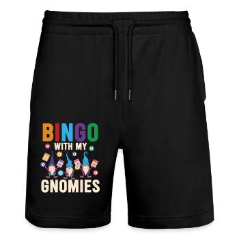 Bingo Mit Meinen Gnomies Lustiges Bingo - Stanley/Stella Unisex Bio Joggingshorts Trainer  - Schwarz - Vorne - Nik (191cm) & Marisol (170cm)