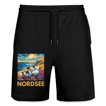 Moutons de la mer du Nord Allemagne du Nord Basse-Saxe - Short de jogging bio TRAINER Stanley/Stella unisexe - noir - Devant - Nik (191cm) & Marisol (170cm)