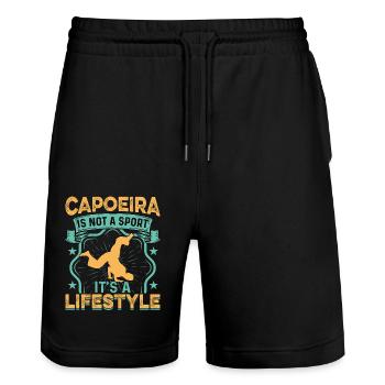 La capoeira, ce n’est pas un sport, c’est un mode de vie - Short de jogging bio TRAINER Stanley/Stella unisexe - noir - Devant - Nik (191cm) & Marisol (170cm)