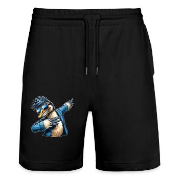 Cool Emu Bouquet Dabbing Dab Dance - Stanley/Stella Trainer Unisex Organic Jogging Shorts - black - Front - Nik (191cm) & Marisol (170cm)