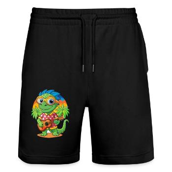Lustige Chamäleon Cartoon Sommer Strand Sonnenbrille - Stanley/Stella Unisex Bio Joggingshorts Trainer  - Schwarz - Vorne - Nik (191cm) & Marisol (170cm)
