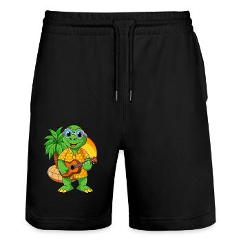 Lustige Schildkröte Sommer Strand Sonnenbrille Hawaiian - Stanley/Stella Unisex Bio Joggingshorts Trainer  - Schwarz - Vorne - Nik (191cm) & Marisol (170cm)