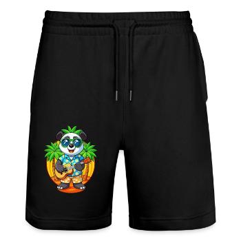 Lustige Panda Sommer Strand Sonnenbrille Hawaiianisch - Stanley/Stella Unisex Bio Joggingshorts Trainer  - Schwarz - Vorne - Nik (191cm) & Marisol (170cm)