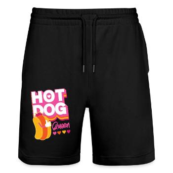 Hot Dog Adult Queen Hot Dog Queen - Stanley/Stella Unisex Bio Joggingshorts Trainer  - Schwarz - Vorne - Nik (191cm) & Marisol (170cm)