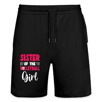 Sister Of the Birthday Girl Volleyball Family - Stanley/Stella Unisex Bio Joggingshorts Trainer  - Schwarz - Vorne - Nik (191cm) & Marisol (170cm)