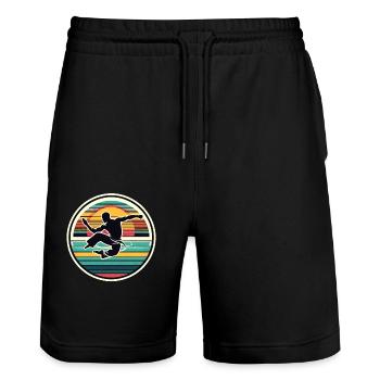 Capoeira - Stanley/Stella Trainer Unisex Organic Jogging Shorts - black - Front - Nik (191cm) & Marisol (170cm)