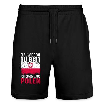 Pole Polnisch Polen - Stanley/Stella Unisex Bio Joggingshorts Trainer  - Schwarz - Vorne - Nik (191cm) & Marisol (170cm)