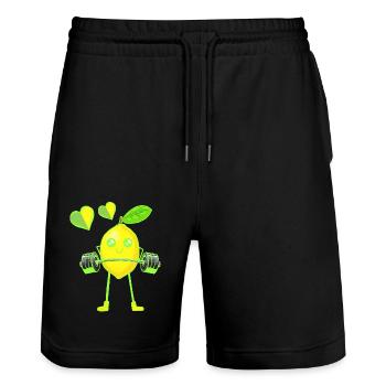 Lemon Poids Exercice Poids GYM Exercice Muscles - Short de jogging bio TRAINER Stanley/Stella unisexe - noir - Devant - Nik (191cm) & Marisol (170cm)