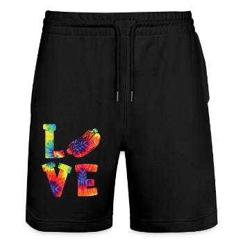 Hot Dog Adulte Tie Dye des années 80 des années 90 - Short de jogging bio TRAINER Stanley/Stella unisexe - noir - Devant - Nik (191cm) & Marisol (170cm)