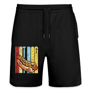 Hot Dog Adult Retro Vintage Hot - Stanley/Stella Unisex Bio Joggingshorts Trainer  - Schwarz - Vorne - Nik (191cm) & Marisol (170cm)