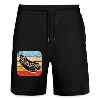 Hot Dog Adulte Rétro Vintage - Short de jogging bio TRAINER Stanley/Stella unisexe - noir - Devant - Nik (191cm) & Marisol (170cm)