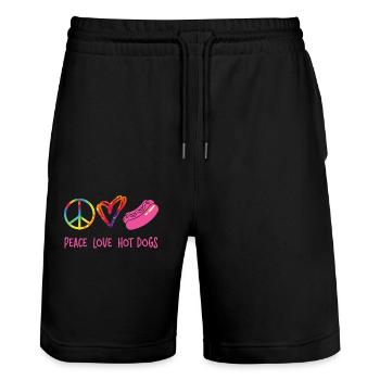Hot Dog Adulte Tie Dye Peace Love - Short de jogging bio TRAINER Stanley/Stella unisexe - noir - Devant - Nik (191cm) & Marisol (170cm)