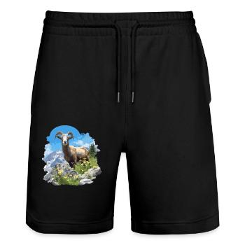 Alpine Goat Mountain Goats Mountain Goat - Stanley/Stella Trainer Unisex Organic Jogging Shorts - black - Front - Nik (191cm) & Marisol (170cm)