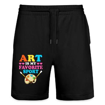 Peintre Artiste Artiste Académie d’Art - Short de jogging bio TRAINER Stanley/Stella unisexe - noir - Devant - Nik (191cm) & Marisol (170cm)