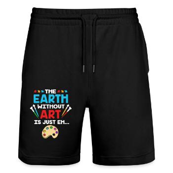 Maler - Stanley/Stella Unisex Bio Joggingshorts Trainer  - Schwarz - Vorne - Nik (191cm) & Marisol (170cm)