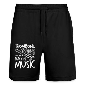 Trombone is the bacon of music - Stanley/Stella Trainer Unisex Organic Jogging Shorts - black - Front - Nik (191cm) & Marisol (170cm)