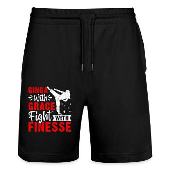 Ginga avec grâce combat avec finesse - Short de jogging bio TRAINER Stanley/Stella unisexe - noir - Devant - Nik (191cm) & Marisol (170cm)