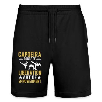Capoeira, danse de libération, art de l’émancipation - Short de jogging bio TRAINER Stanley/Stella unisexe - noir - Devant - Nik (191cm) & Marisol (170cm)