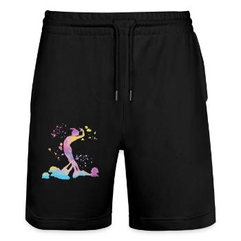 Artistic Swim Team Synchronschwimmen - Stanley/Stella Unisex Bio Joggingshorts Trainer  - Schwarz - Vorne - Nik (191cm) & Marisol (170cm)