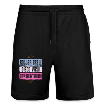 Roller Skater Party Roller Crew Disco View Gifts - Stanley/Stella Trainer Unisex Organic Jogging Shorts - black - Front - Nik (191cm) & Marisol (170cm)