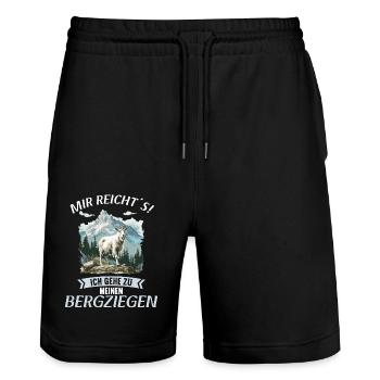 Alpine Goat Mountain Goats Mountain Goat - Stanley/Stella Trainer Unisex Organic Jogging Shorts - black - Front - Nik (191cm) & Marisol (170cm)
