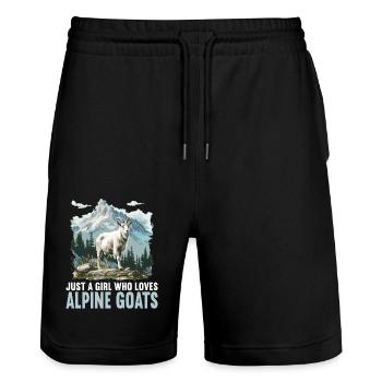 Alpine Goat Bergziegen Bergziege - Stanley/Stella Unisex Bio Joggingshorts Trainer  - Schwarz - Vorne - Nik (191cm) & Marisol (170cm)