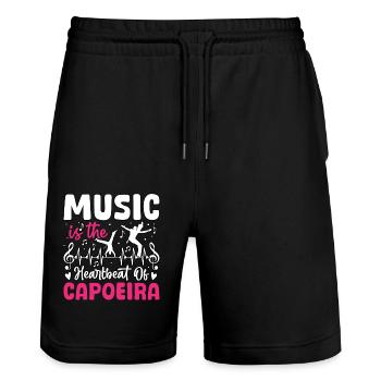 music is the heartbeat of capoeira - Stanley/Stella Trainer Unisex Organic Jogging Shorts - black - Front - Nik (191cm) & Marisol (170cm)