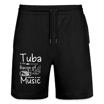 Tuba is the bacon of music - Stanley/Stella Trainer Unisex Organic Jogging Shorts - black - Front - Nik (191cm) & Marisol (170cm)