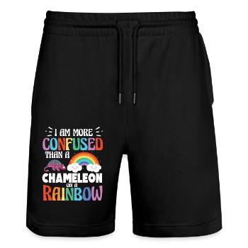 Ich Bin Verwirrter Als Ein Chamäleon - Stanley/Stella Unisex Bio Joggingshorts Trainer  - Schwarz - Vorne - Nik (191cm) & Marisol (170cm)