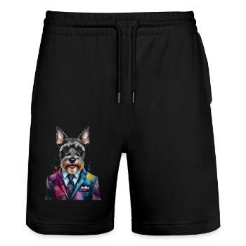 Miniature Schnauzer Costume Chien Drôle Animal Design Imprimer - Short de jogging bio TRAINER Stanley/Stella unisexe - noir - Devant - Nik (191cm) & Marisol (170cm)