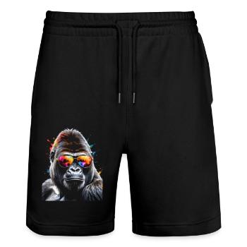 Lunettes de soleil Gorilla Monkey Colorful Animal Design Print - Short de jogging bio TRAINER Stanley/Stella unisexe - noir - Devant - Nik (191cm) & Marisol (170cm)