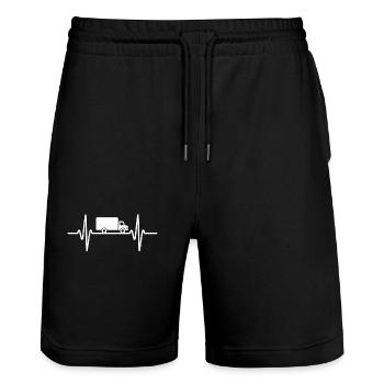 Heartbeat Truck Driver Life - Short de jogging bio TRAINER Stanley/Stella unisexe - noir - Devant - Nik (191cm) & Marisol (170cm)