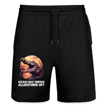 Alligatoren Alligator - Short de jogging bio TRAINER Stanley/Stella unisexe - noir - Devant - Nik (191cm) & Marisol (170cm)