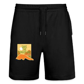 Save The Pangolins T-Shirt Endangered Species Pun - Stanley/Stella Trainer Unisex Organic Jogging Shorts - black - Front - Nik (191cm) & Marisol (170cm)