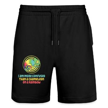 Ich Bin Verwirrter Als Ein Chamäleon - Stanley/Stella Unisex Bio Joggingshorts Trainer  - Schwarz - Vorne - Nik (191cm) & Marisol (170cm)