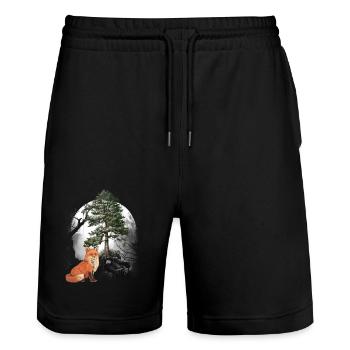 Foxes, foxes, forest dwellers, forest animals - Stanley/Stella Trainer Unisex Organic Jogging Shorts - black - Front - Nik (191cm) & Marisol (170cm)