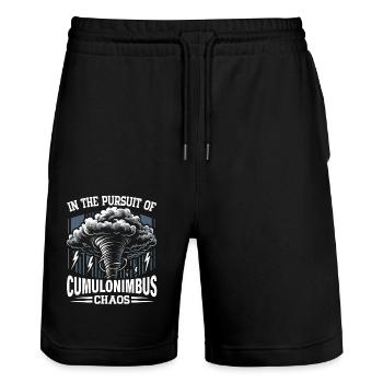 Tornado Chaser Stormchaser Meteorologist Outfit - Stanley/Stella Trainer Unisex Organic Jogging Shorts - black - Front - Nik (191cm) & Marisol (170cm)