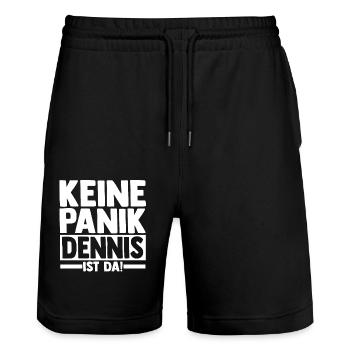 Prénom Dennis - Short de jogging bio TRAINER Stanley/Stella unisexe - noir - Devant - Nik (191cm) & Marisol (170cm)