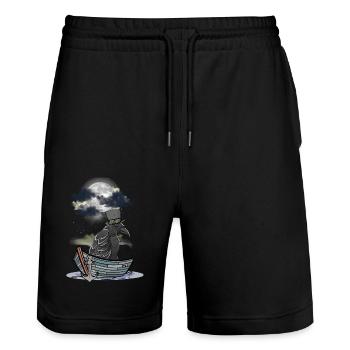 Crow Raven Raven Ferryman Halloween Boat Mystical - Stanley/Stella Trainer Unisex Organic Jogging Shorts - black - Front - Nik (191cm) & Marisol (170cm)