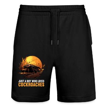 Cockroach Kakerlaken Kakerlake - Stanley/Stella Unisex Bio Joggingshorts Trainer  - Schwarz - Vorne - Nik (191cm) & Marisol (170cm)