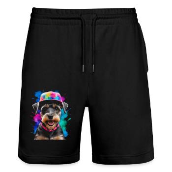 Casquette miniature Schnauzer Snapback Dog Animal Design Print - Short de jogging bio TRAINER Stanley/Stella unisexe - noir - Devant - Nik (191cm) & Marisol (170cm)