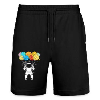 Univers Système Solaire - Short de jogging bio TRAINER Stanley/Stella unisexe - noir - Devant - Nik (191cm) & Marisol (170cm)