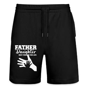 Father and Daughter Best Friends for Life - Stanley/Stella Unisex Bio Joggingshorts Trainer  - Schwarz - Vorne - Nik (191cm) & Marisol (170cm)