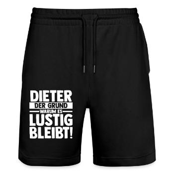 Vorname Dieter - Stanley/Stella Unisex Bio Joggingshorts Trainer  - Schwarz - Vorne - Nik (191cm) & Marisol (170cm)