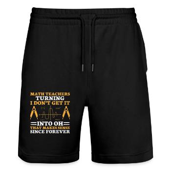 Mathelehrer Schullehrer Lustige Mathelehrer S - Stanley/Stella Unisex Bio Joggingshorts Trainer  - Schwarz - Vorne - Nik (191cm) & Marisol (170cm)