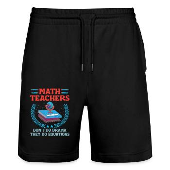 Mathelehrer Schullehrer Lustige Mathelehrer S - Stanley/Stella Unisex Bio Joggingshorts Trainer  - Schwarz - Vorne - Nik (191cm) & Marisol (170cm)