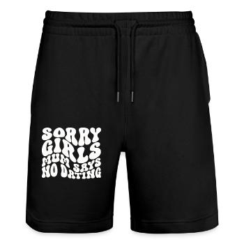 ScSorry Girls Mum Sagt KeinDate Babyparty - Stanley/Stella Unisex Bio Joggingshorts Trainer  - Schwarz - Vorne - Nik (191cm) & Marisol (170cm)